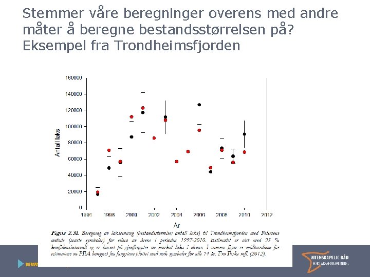 Stemmer våre beregninger overens med andre måter å beregne bestandsstørrelsen på? Eksempel fra Trondheimsfjorden