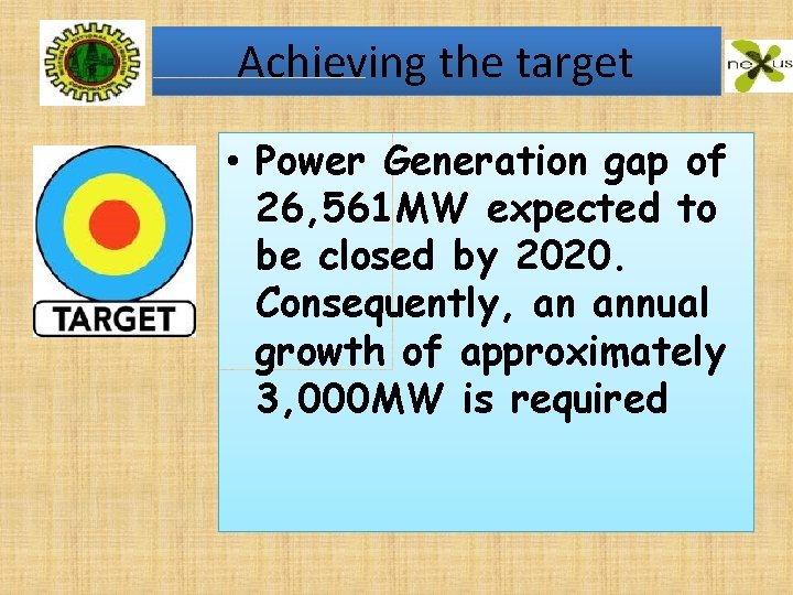 Achieving the target • Power Generation gap of 26, 561 MW expected to be