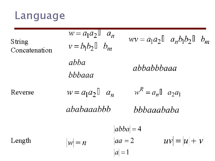 Language String Concatenation Reverse Length 