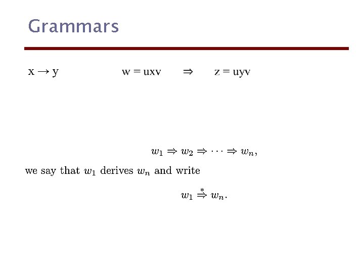 Grammars x→y 