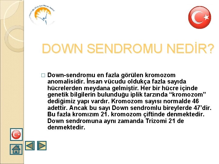 DOWN SENDROMU NEDİR? � Down-sendromu en fazla görülen kromozom anomalisidir. İnsan vücudu oldukça fazla