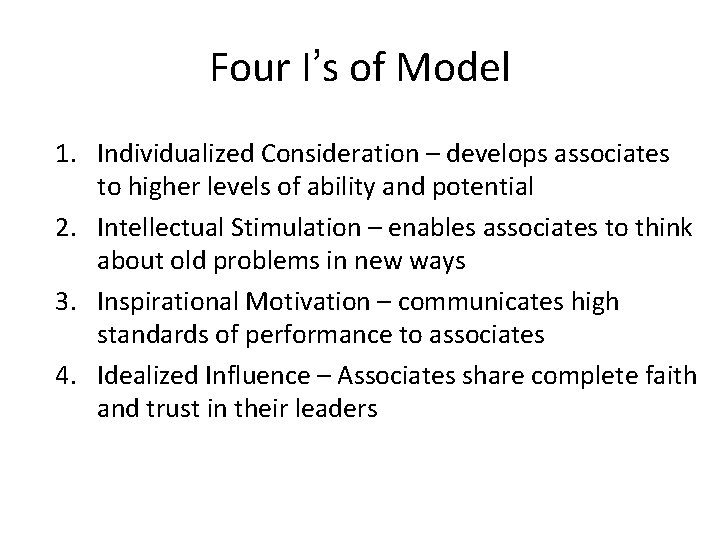 Transformational Leadership Transformational Leadership Model Britt ...