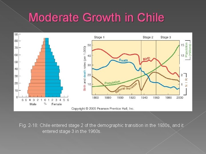 Moderate Growth in Chile Fig. 2 -18: Chile entered stage 2 of the demographic