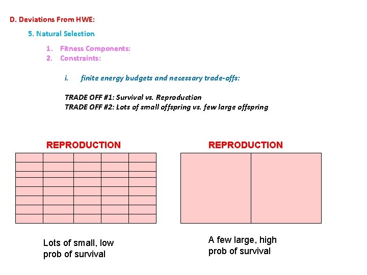 D. Deviations From HWE: 5. Natural Selection 1. Fitness Components: 2. Constraints: i. finite