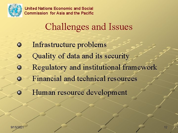United Nations Economic and Social Commission for Asia and the Pacific Challenges and Issues