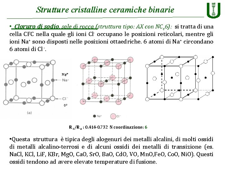 Strutture cristalline ceramiche binarie • Cloruro di sodio, sale di rocca (struttura tipo: AX