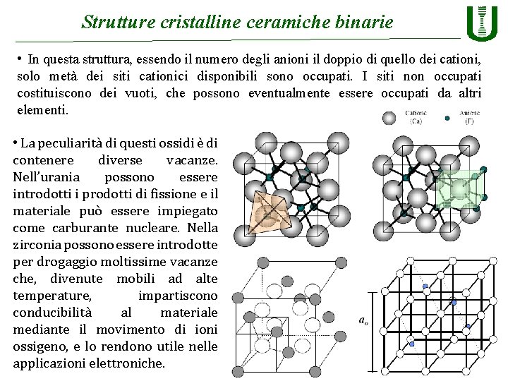 Strutture cristalline ceramiche binarie • In questa struttura, essendo il numero degli anioni il