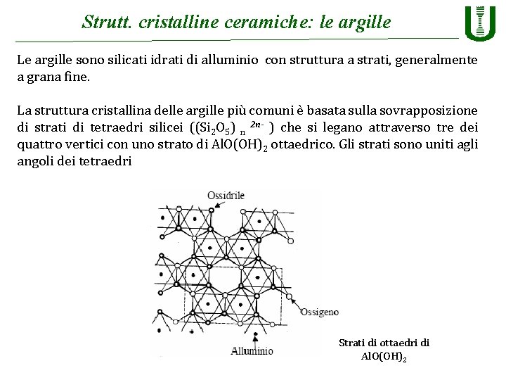 Strutt. cristalline ceramiche: le argille Le argille sono silicati idrati di alluminio con struttura