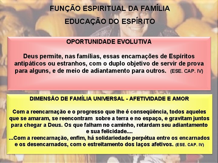 FUNÇÃO ESPIRITUAL DA FAMÍLIA EDUCAÇÃO DO ESPÍRITO OPORTUNIDADE EVOLUTIVA Deus permite, nas famílias, essas