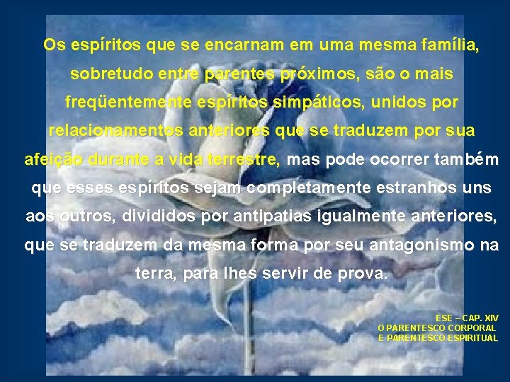 Os espíritos que se encarnam em uma mesma família, sobretudo entre parentes próximos, são