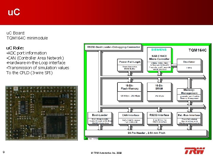 u. C Board: TQM 164 C minimodule u. C Role: • ADC port information