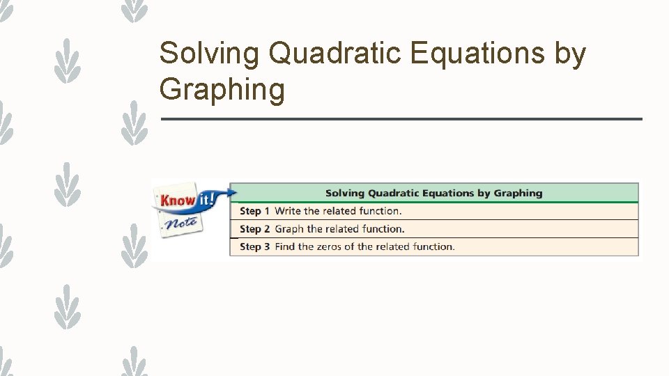 Solving Quadratic Equations by Graphing 