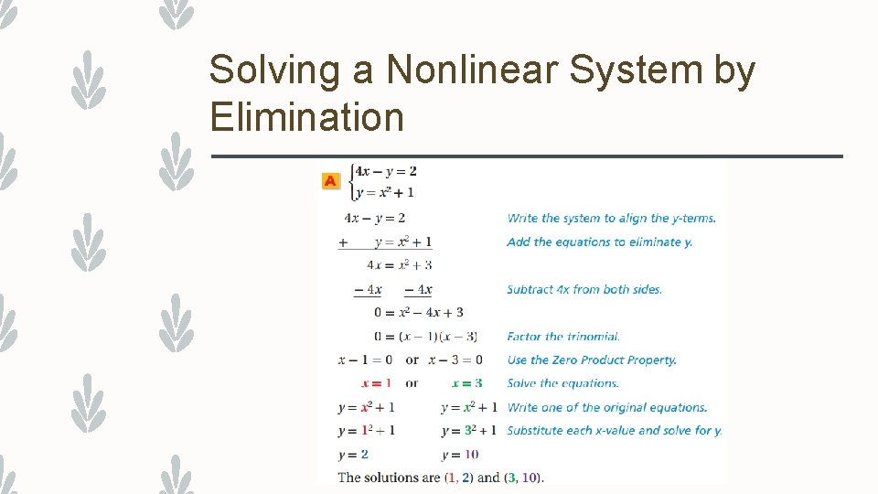 Solving a Nonlinear System by Elimination 
