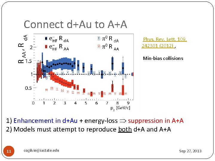 Connect d+Au to A+A Phys. Rev. Lett. 109, 242301 (2012) , Min-bias collisions 1)