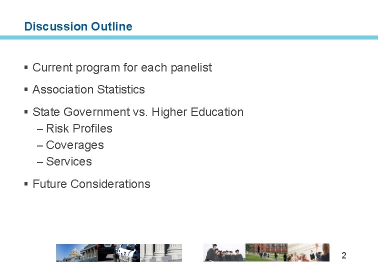 Discussion Outline § Current program for each panelist § Association Statistics § State Government