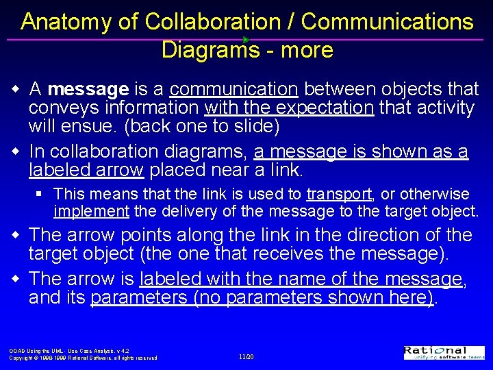 Anatomy of Collaboration / Communications Diagrams - more w A message is a communication