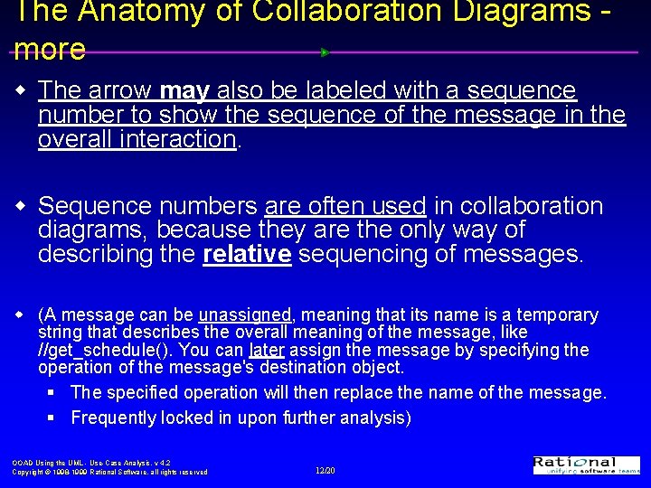 The Anatomy of Collaboration Diagrams more w The arrow may also be labeled with