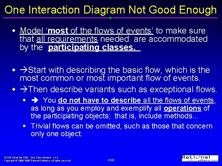 One Interaction Diagram Not Good Enough w Model ‘most of the flows of events’