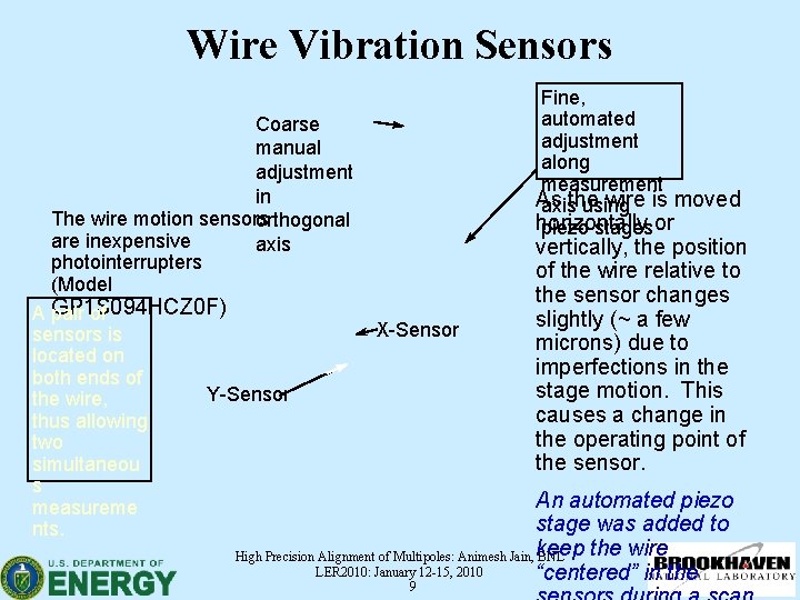 Wire Vibration Sensors Coarse manual adjustment in The wire motion sensors orthogonal are inexpensive