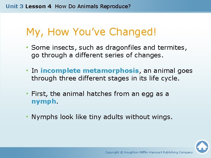Unit 3 Lesson 4 How Do Animals Reproduce? My, How You’ve Changed! • Some
