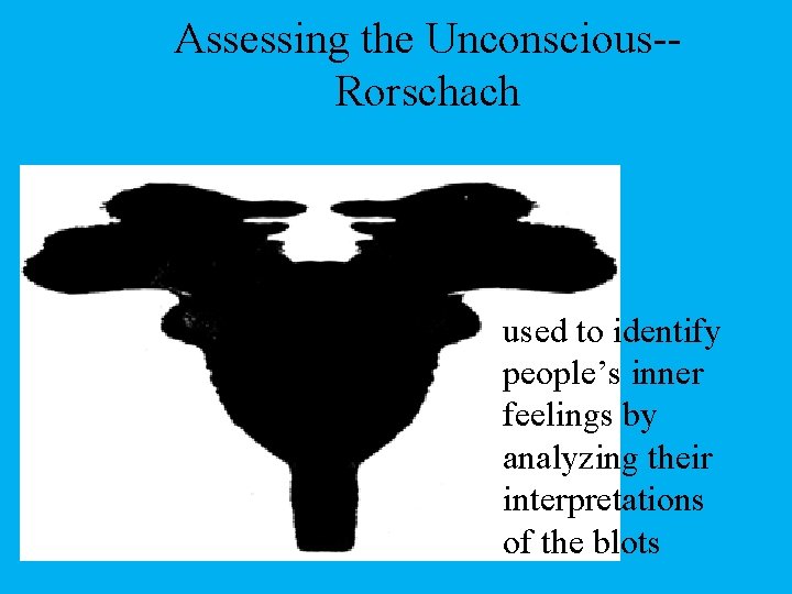 Assessing the Unconscious-Rorschach used to identify people’s inner feelings by analyzing their interpretations of