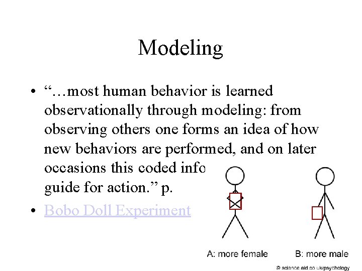 Modeling • “…most human behavior is learned observationally through modeling: from observing others one