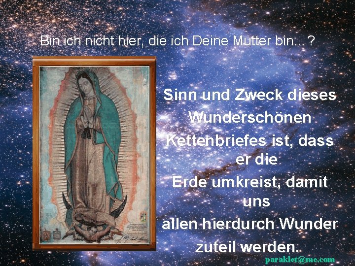 Bin ich nicht hier, die ich Deine Mutter bin…? Sinn und Zweck dieses Wunderschönen