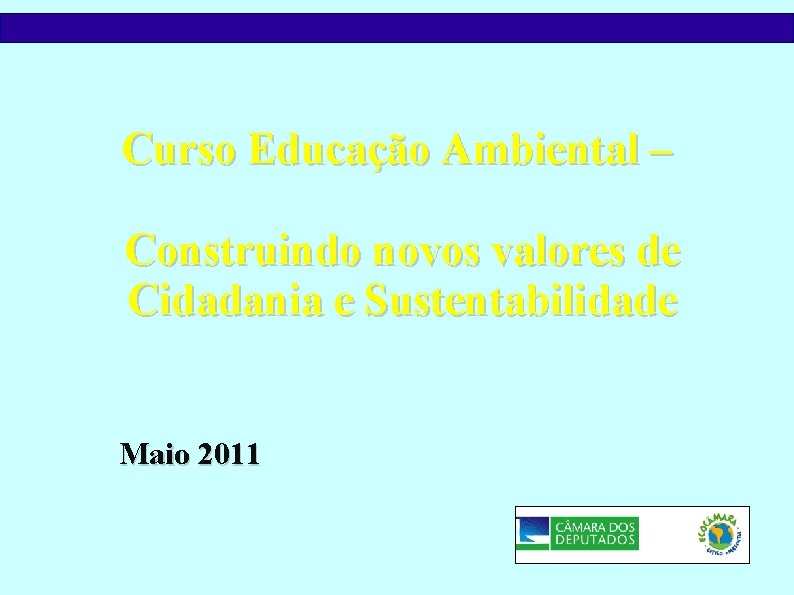 Curso Educação Ambiental – Construindo novos valores de Cidadania e Sustentabilidade Maio 2011 