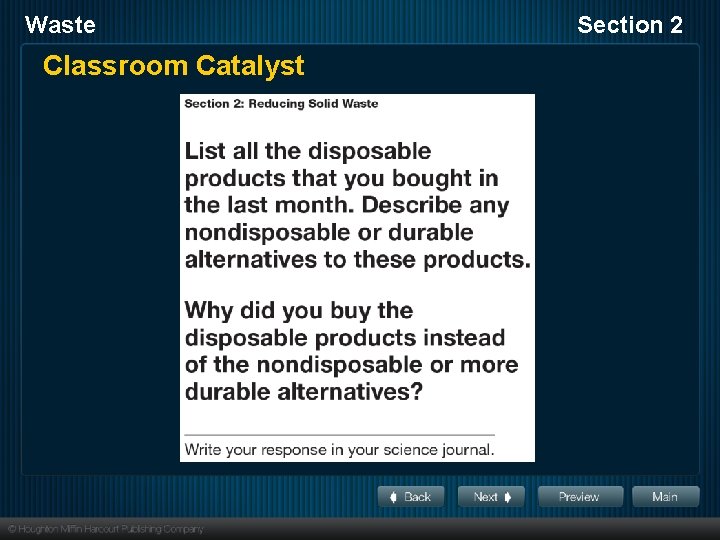 Waste Classroom Catalyst Section 2 