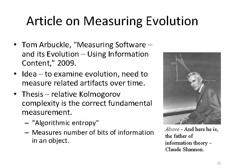 Article on Measuring Evolution • Tom Arbuckle, “Measuring Software – and its Evolution –
