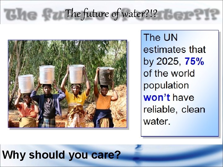 The future of water? !? Why should you care? 