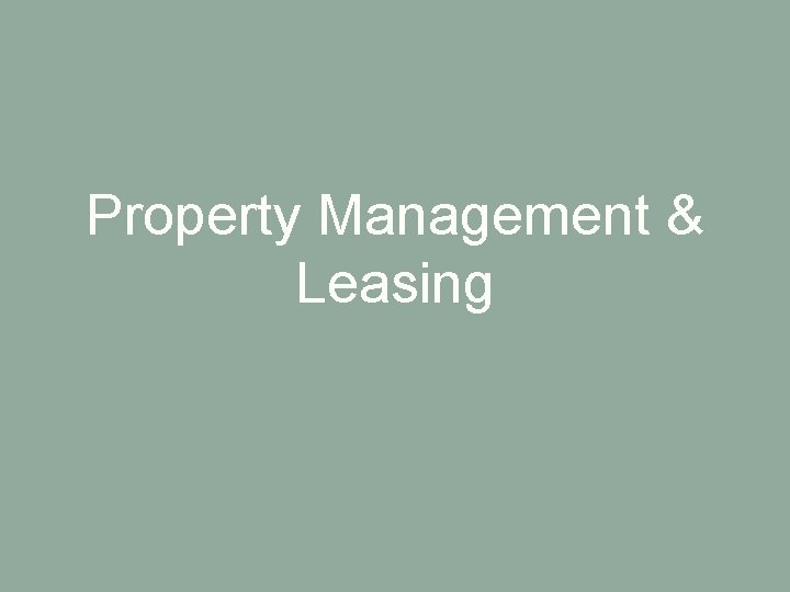 Property Management & Leasing 