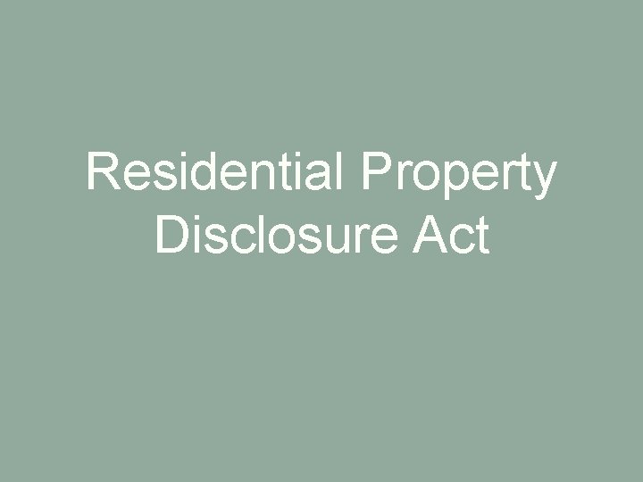 Residential Property Disclosure Act 