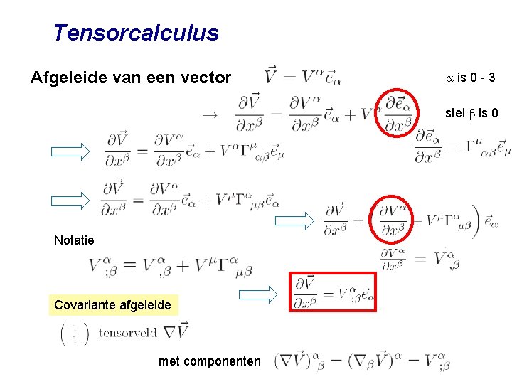 Tensorcalculus Afgeleide van een vector a is 0 - 3 stel b is 0