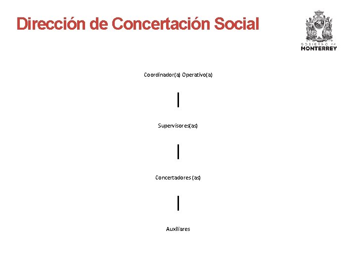 Dirección de Concertación Social Coordinador(a) Operativo(a) Supervisores(as) Concertadores (as) Auxiliares 