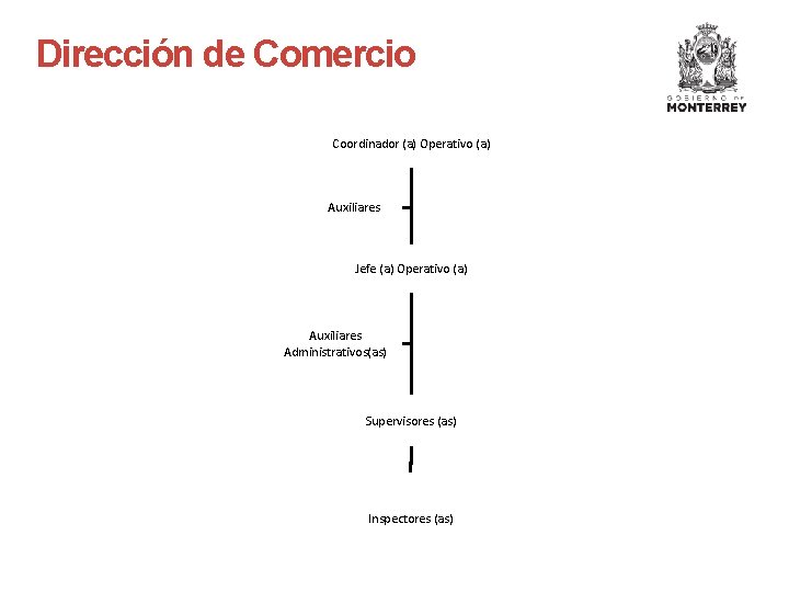 Dirección de Comercio Coordinador (a) Operativo (a) Auxiliares Jefe (a) Operativo (a) Auxiliares Administrativos(as)