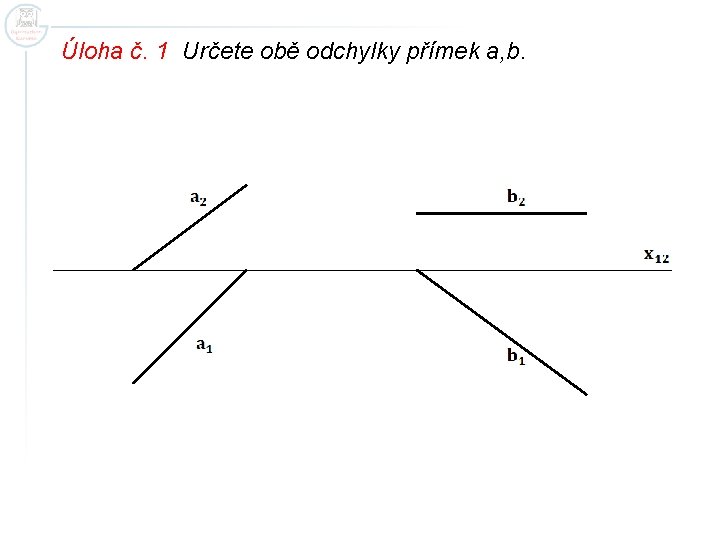 Úloha č. 1 Určete obě odchylky přímek a, b. 
