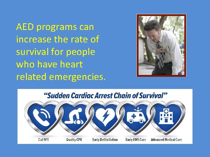 AED programs can increase the rate of survival for people who have heart related
