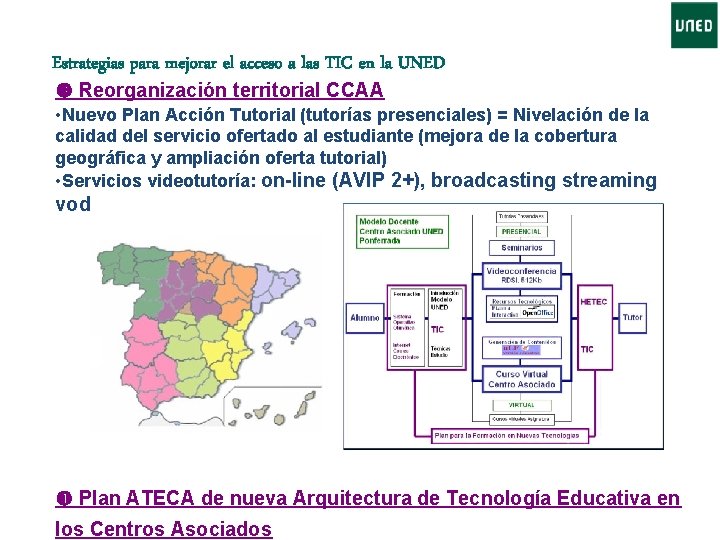 Estrategias para mejorar el acceso a las TIC en la UNED Reorganización territorial CCAA