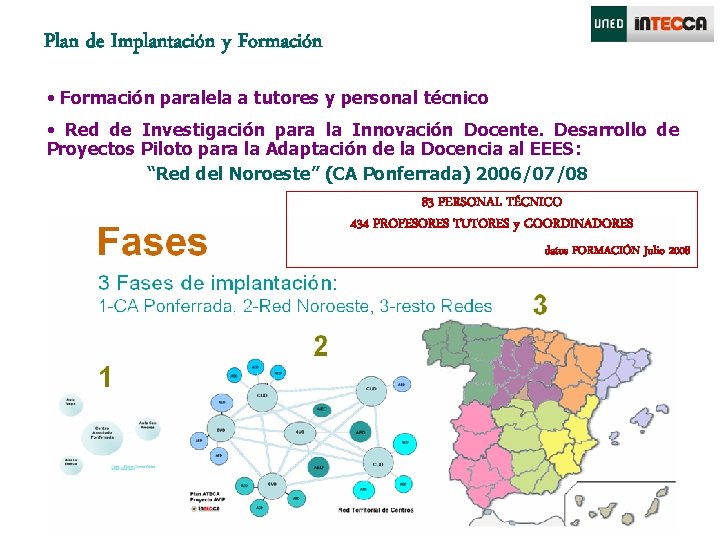 Plan de Implantación y Formación • Formación paralela a tutores y personal técnico •