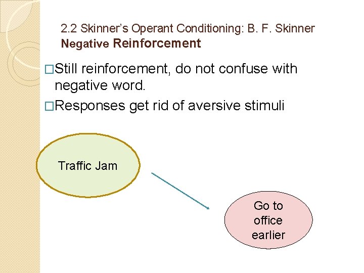 2. 2 Skinner’s Operant Conditioning: B. F. Skinner Negative Reinforcement �Still reinforcement, do not