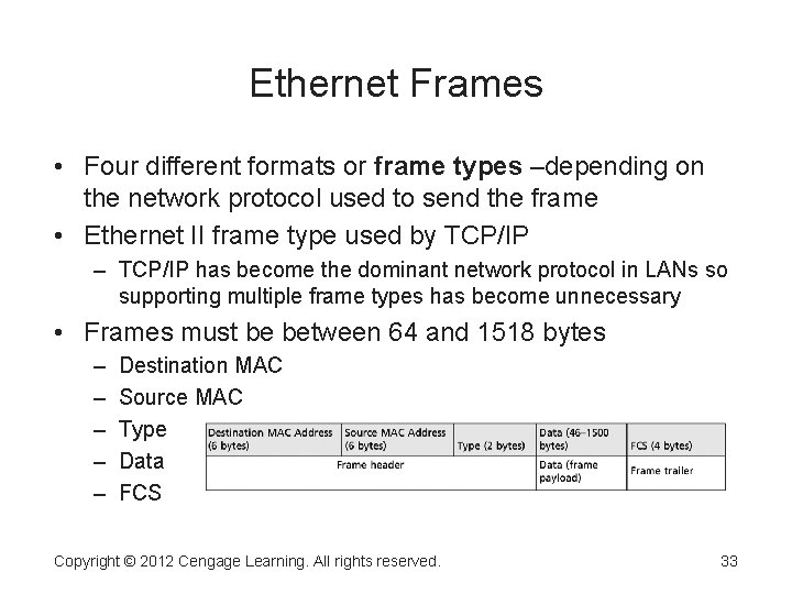 Ethernet Frames • Four different formats or frame types –depending on the network protocol Ethernet Frames • Four different formats or frame types –depending on the network protocol