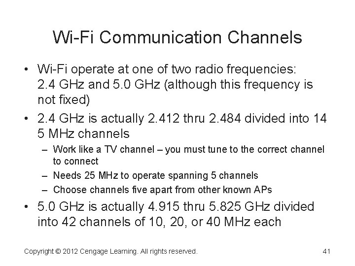 Wi-Fi Communication Channels • Wi-Fi operate at one of two radio frequencies: 2. 4 Wi-Fi Communication Channels • Wi-Fi operate at one of two radio frequencies: 2. 4