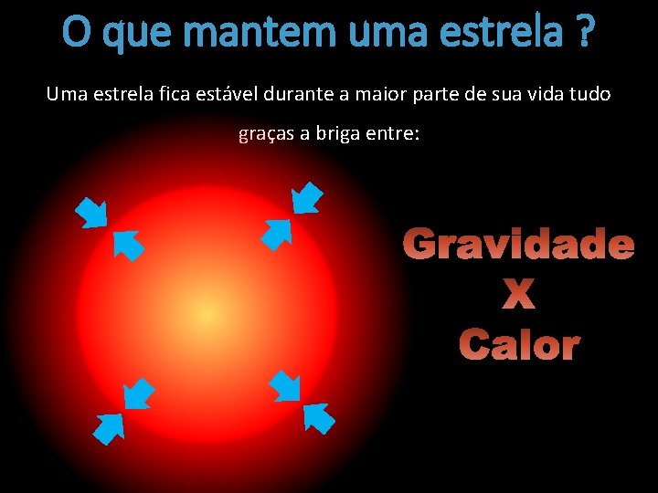 O que mantem uma estrela ? Uma estrela fica estável durante a maior parte