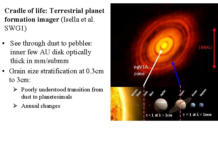 Cradle of life: Terrestrial planet formation imager (Isella et al. SWG 1) • See