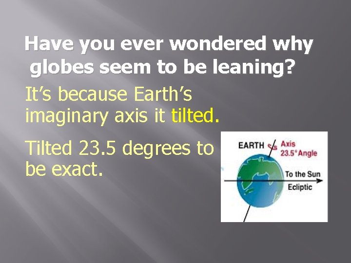 Have you ever wondered why globes seem to be leaning? It’s because Earth’s imaginary