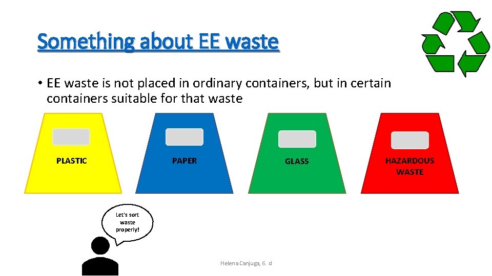 Something about EE waste • EE waste is not placed in ordinary containers, but