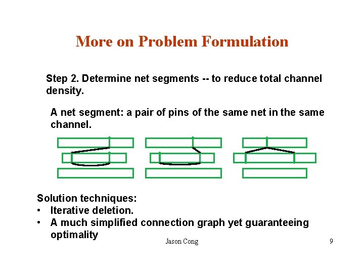 More on Problem Formulation Step 2. Determine net segments -- to reduce total channel