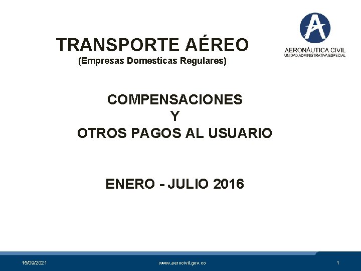 TRANSPORTE AÉREO (Empresas Domesticas Regulares) COMPENSACIONES Y OTROS PAGOS AL USUARIO ENERO - JULIO