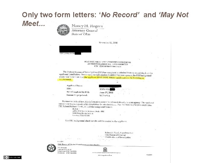 Only two form letters: ‘No Record’ and ‘May Not Meet…’ 